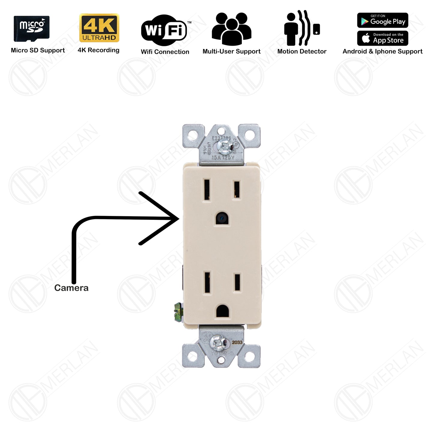 Hidden Surveillance Camera Wall Outlet, Spy Security Camera
