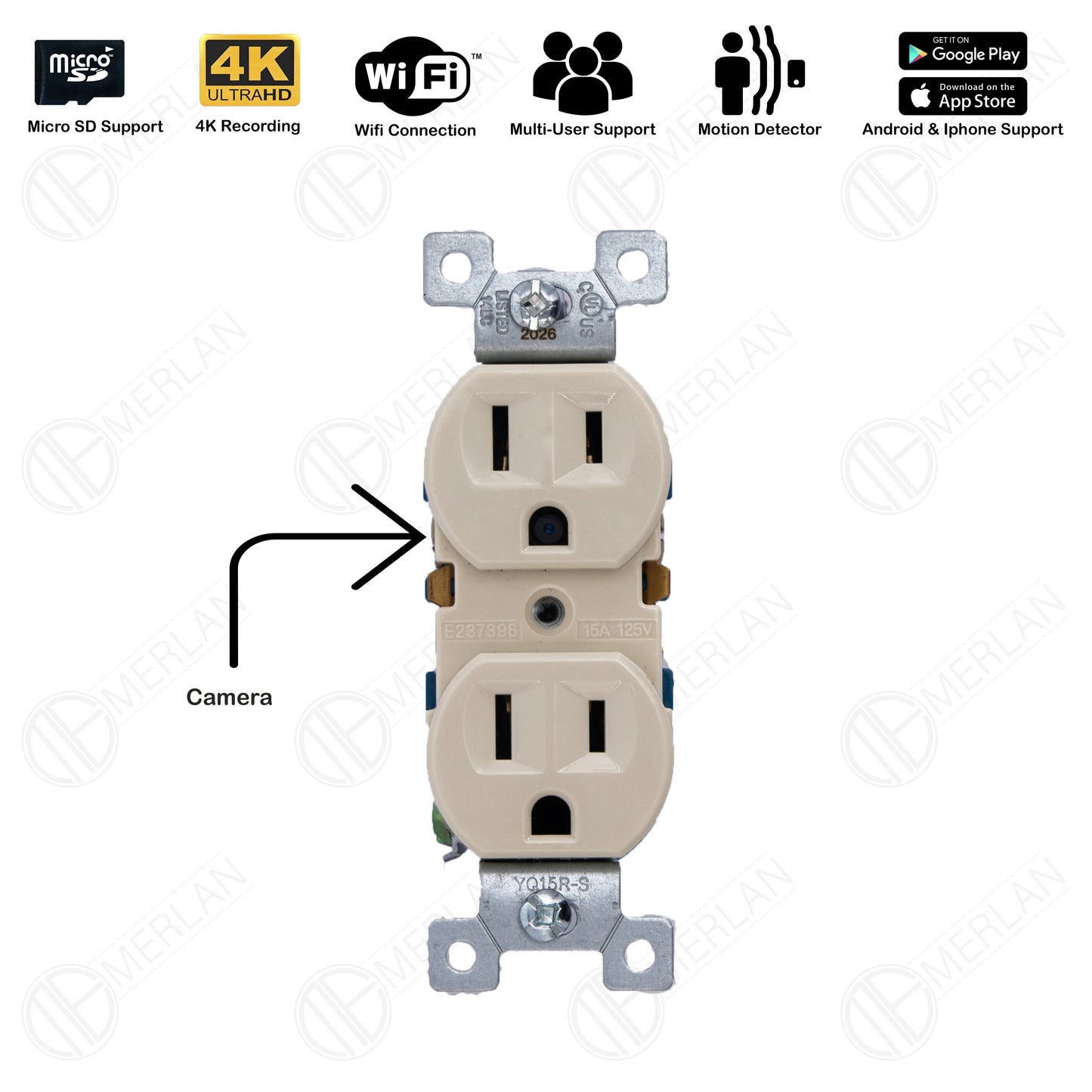 Hidden Surveillance Camera Wall Outlet, Spy Security Camera