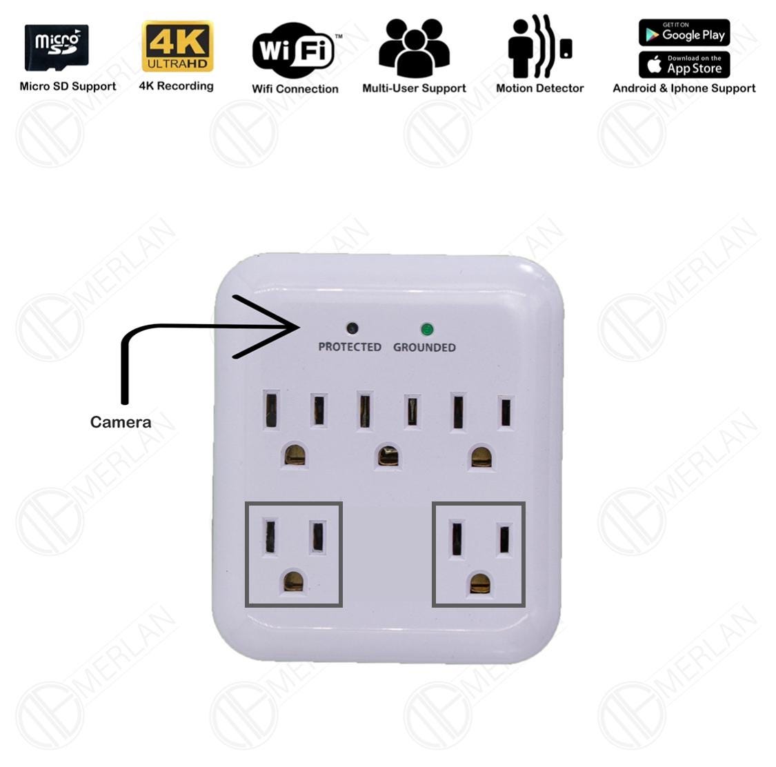 Hidden Surveillance Camera 5 Outlet top, Spy Security Camera